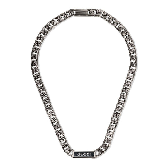 Double Gucci Logo Enamel Chain Necklace