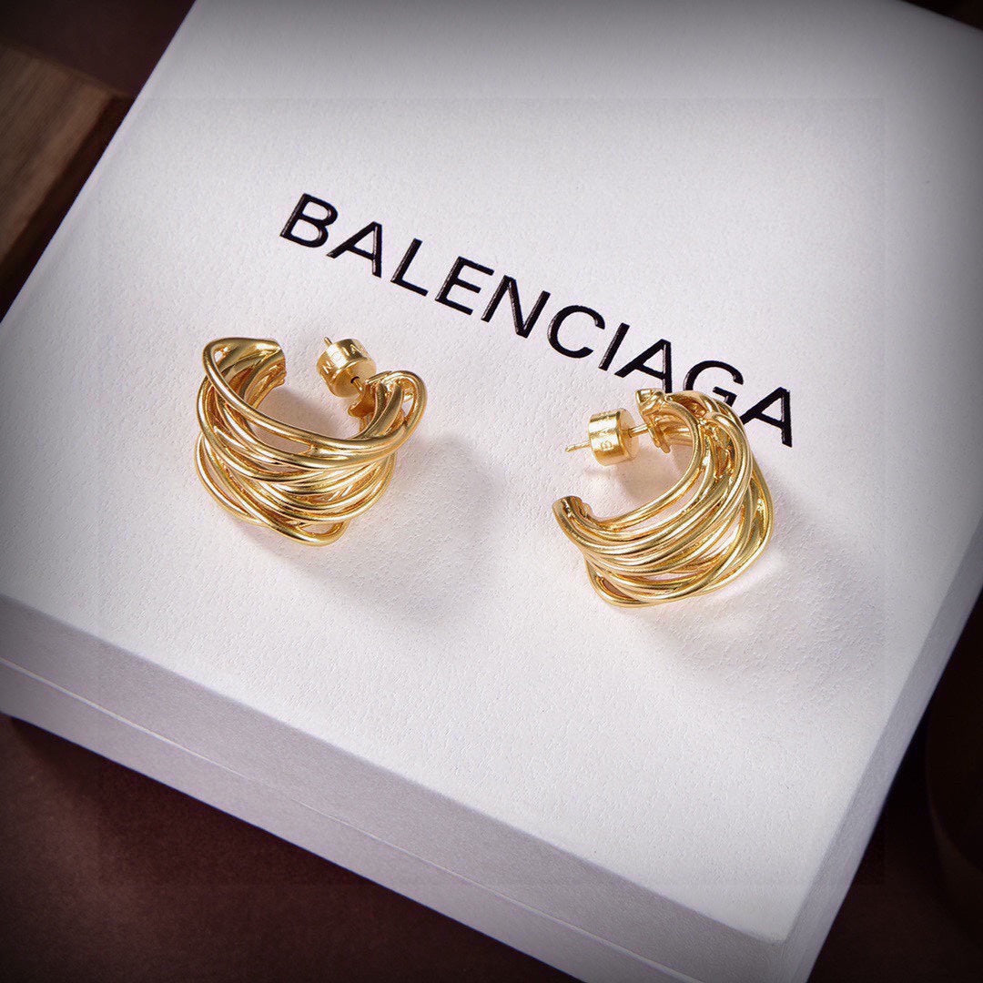 18K Balenciaga Gold Earrings